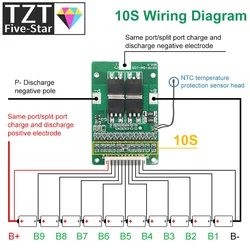 10S 42V 15A BMS Polymer Cell 18650 Lithium Battery Protection Board With Balance Built-in Temperature Control