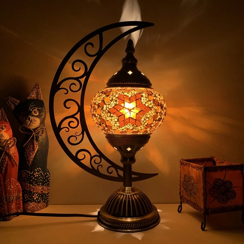

Turkish feature moon table lamp retro exotic bedroom living room restaurant hotel homestay bar decorative table lamp