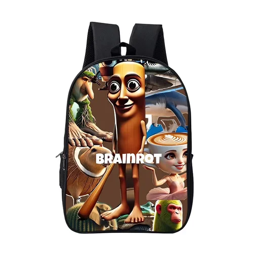 Imagen 2 del producto Mochila italiana Brainrot para niños, bolso escolar de juego de dibujos animados de Anime para niños y niñas, mochila duradera y blanda para libros