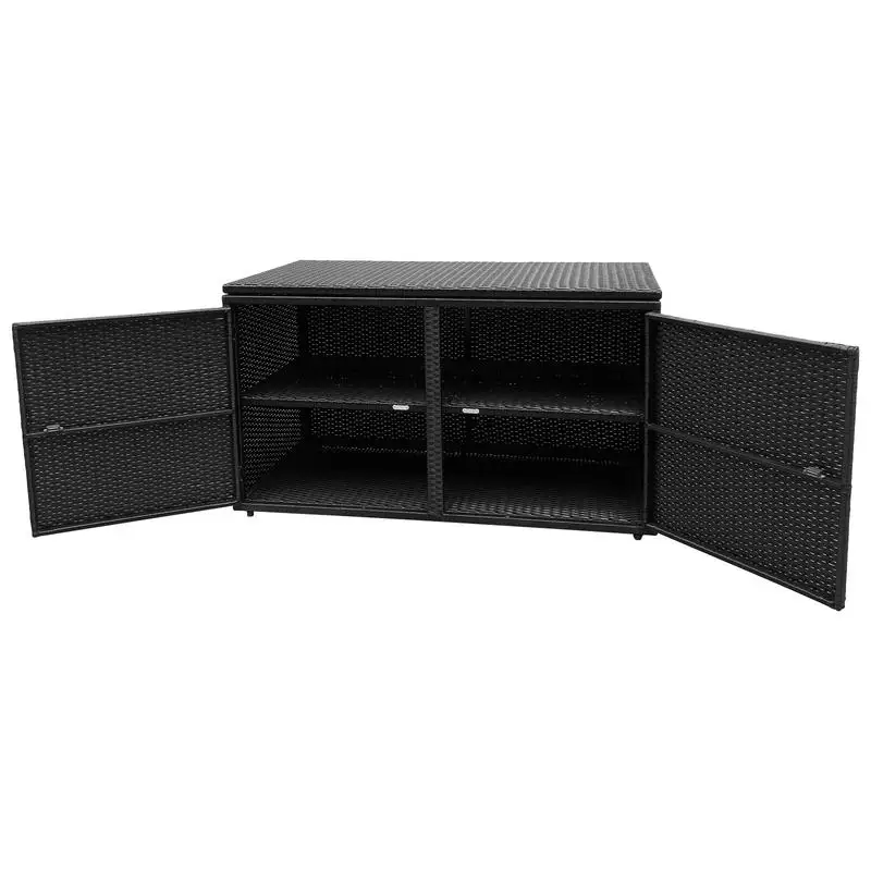 

88 Gallon Garden Patio Rattan Storage Container Box-Black