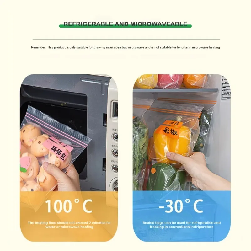 شفافة الغذاء الصف حقيبة التخزين قابلة لإعادة الاستخدام سعة كبيرة الغذاء مختومة حقيبة الغذاء غراد مانعة للتسرب الثلاجة الطازجة حفظ حقيبة