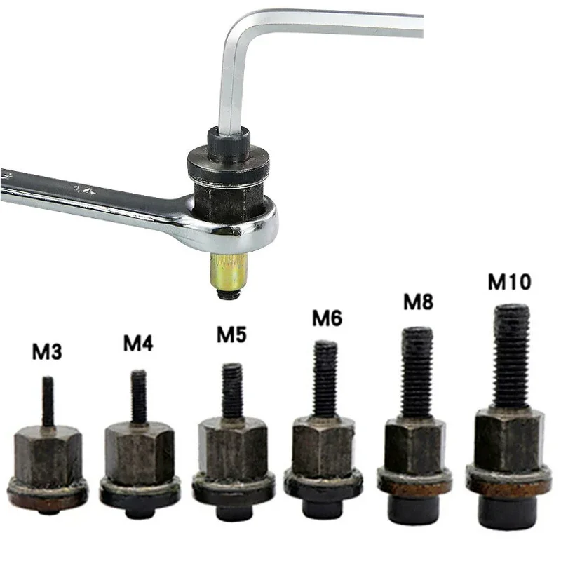 Mão Rivet Gun Cabeça Nuts Instalação Simples Rebitador Manual Ferramenta Rivnut Acessório para Nuts m3 m4 m5 m6 m8 M10 1pc