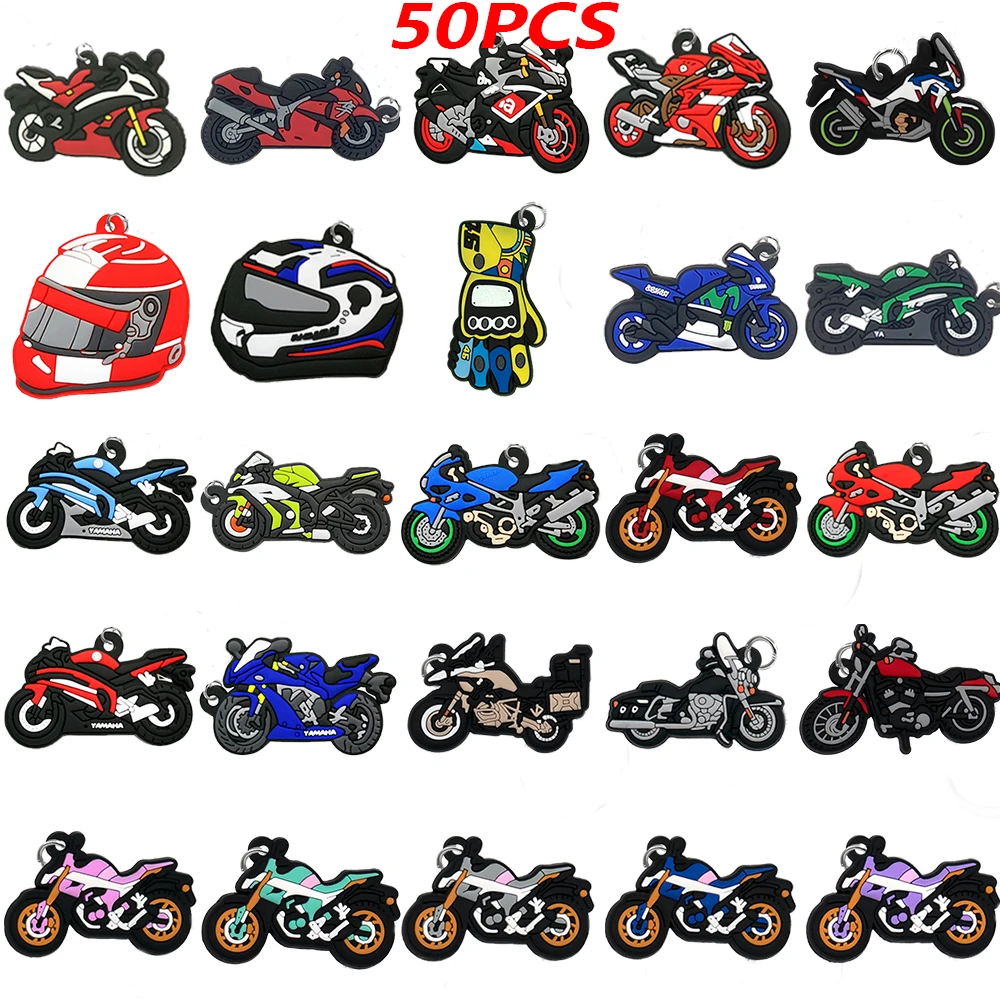 50PCS Cool Keychain for Men Boys Motorcycle Helmet Glove Keyring fit Car Key Accessories Friends Key Gifts Handbag Pendants