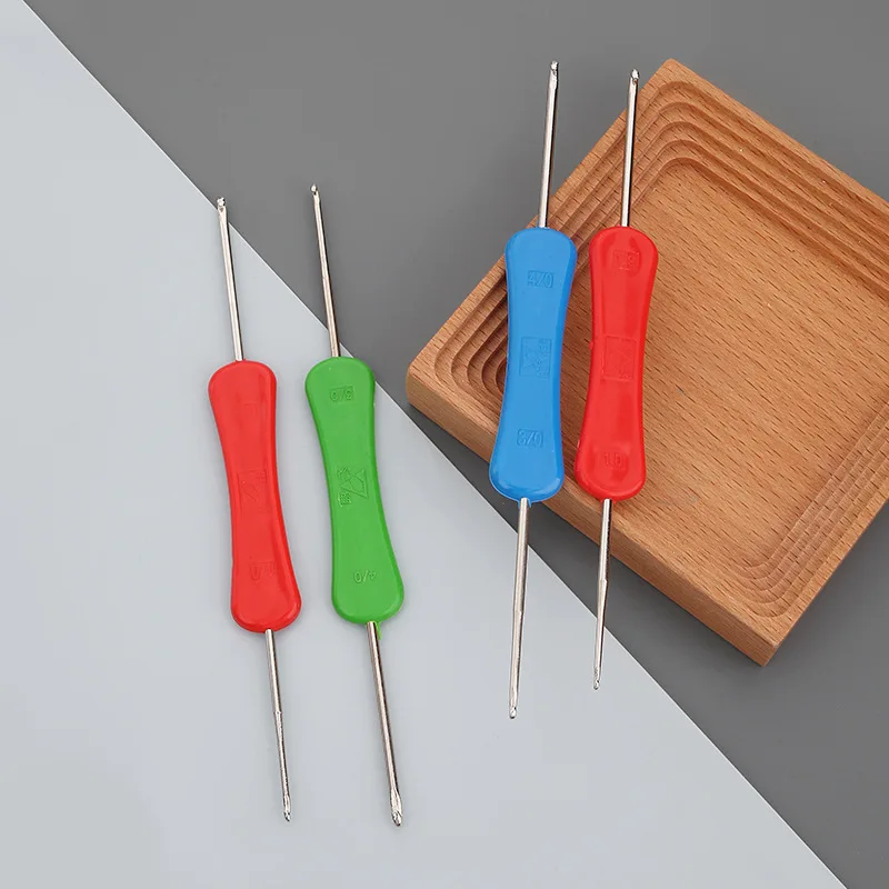 1-4pcs Double Ended Crochet Hook Plastic Shank Metal Home Use Sweater Shoe Hat Tool Needles Crochet For Knitting And Accessories