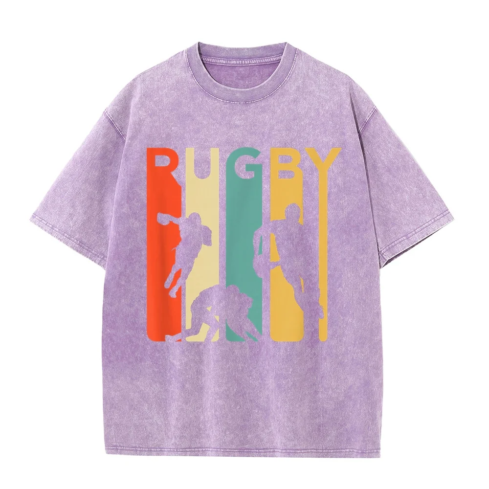 Vintage 1970's Style Rugby Sports Gift T-Shirt Top Y2k Clothes Unisex Cotton Short Round Funny Quote Tee Humor Shirt Casual