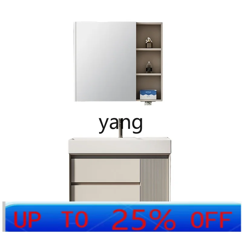 

LTT bathroom cream wind solid wood bathroom cabinet combination ceramic integrated basin