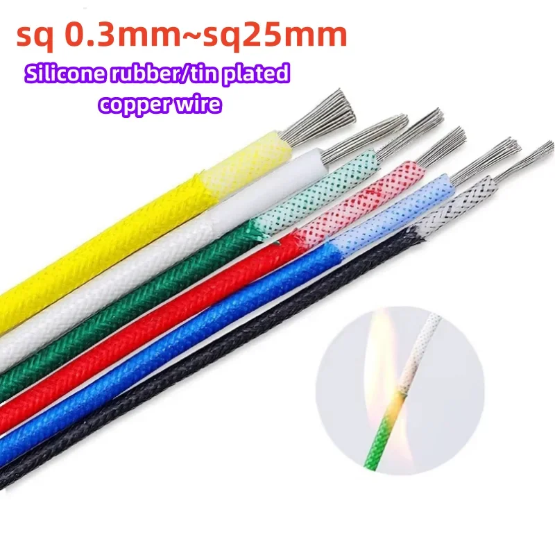 

1M High Temperature Resistant Silicone Wire 300°C Copper Cable Fiberglass Braided Insulated Warm Floor Heat Element Line