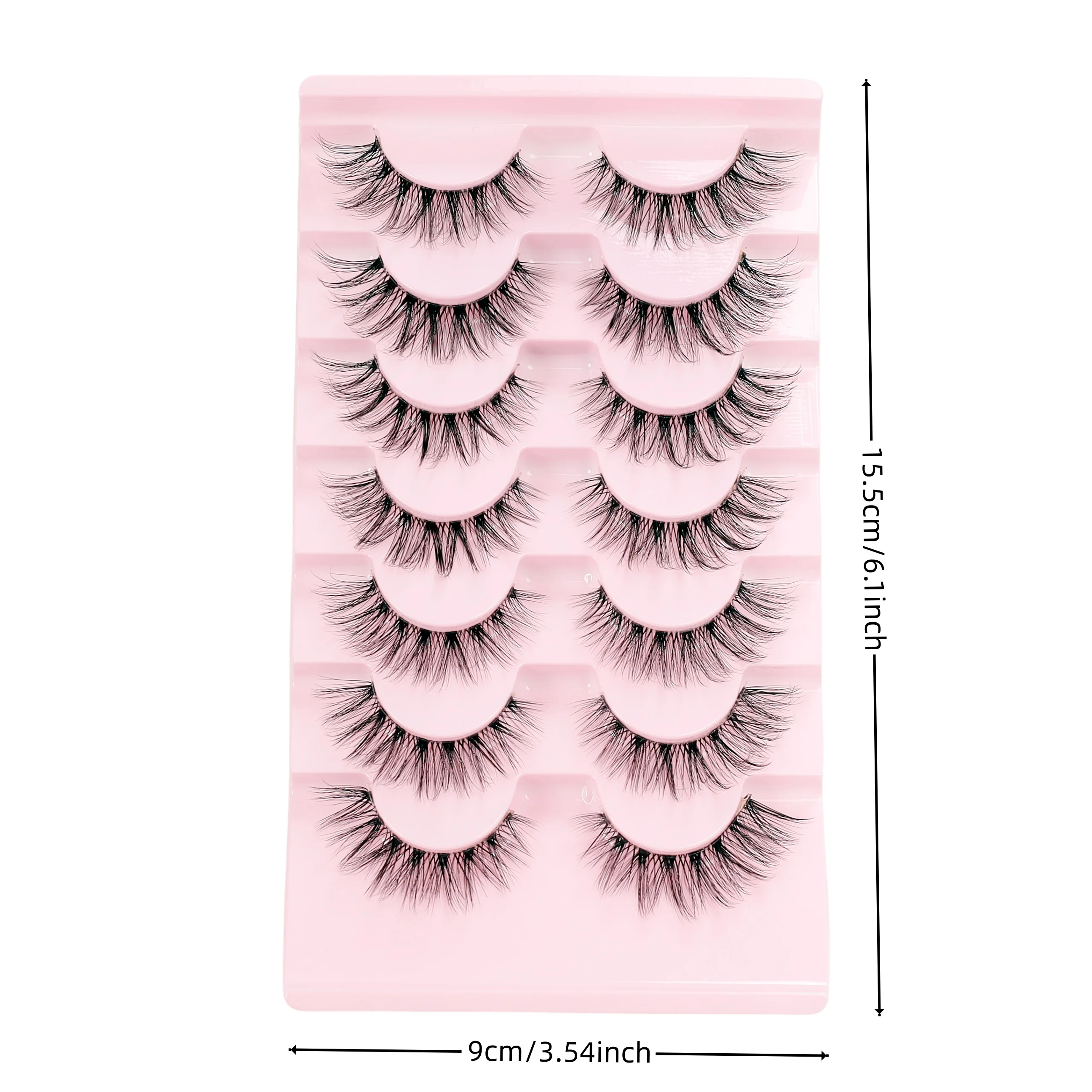 ขนตาปลอม 7 คู่ มีแถบโปร่งใส ขนตาปลอมหนาและหนา รูปลักษณ์เป็นธรรมชาติ ขนตาปลอมสไตล์ฟ็อกซ์ e