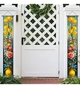 Nuxovilar Floral Butterfly Tulip Rose Door Banner Polyester 70x12 Inches - door banners for outsi...