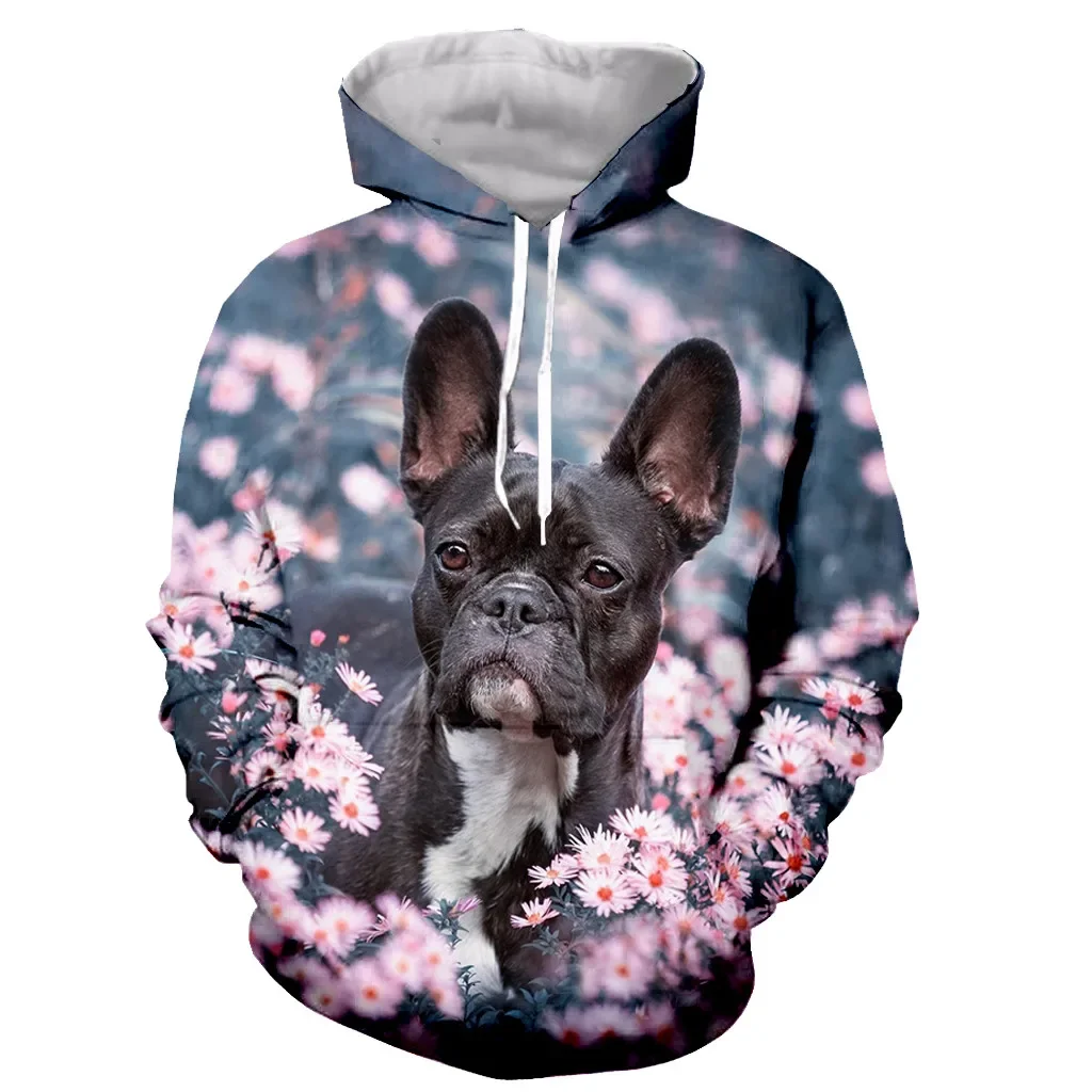 New Fashion Long Sleeves French Bulldog Funny 3D Print Zipper Hoodies Sweatshirts Men Women Tops