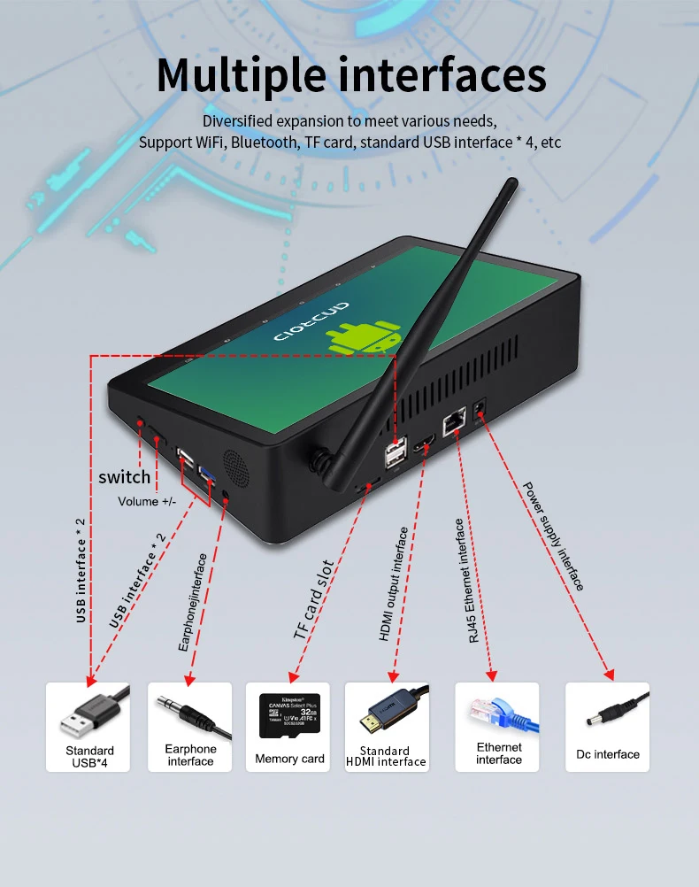 9 Inch 2+32GB Android 7.0 Linux Touch Screen Mini PC Box Computer Linux Mini Pc for Super Markets With WIFI BT Function