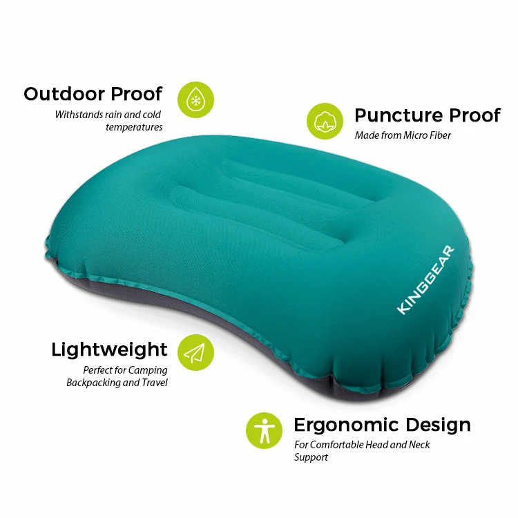 Waterproof Aircraft Camping Sleep Soft Neck Support 50D Microfiber Inflatable Travel Cooling Collapsible Inflatable Pillow