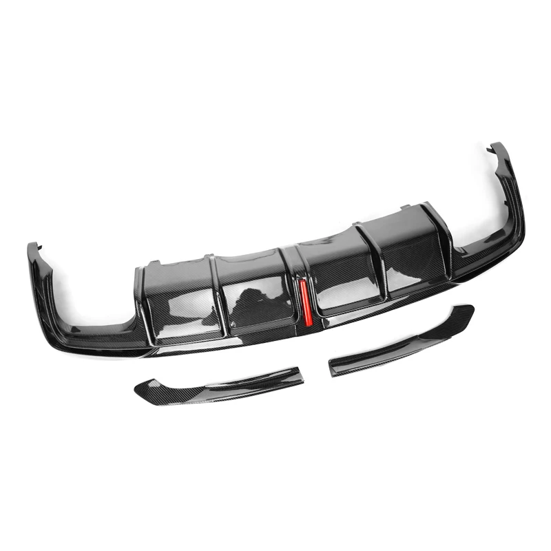 REAL CARBON FIBER REAR BUMPER TRUNK LIP SPOILER DIFFUSER For Audi A4 S4 Sline B9.5 2020 2021 2022 with brake light