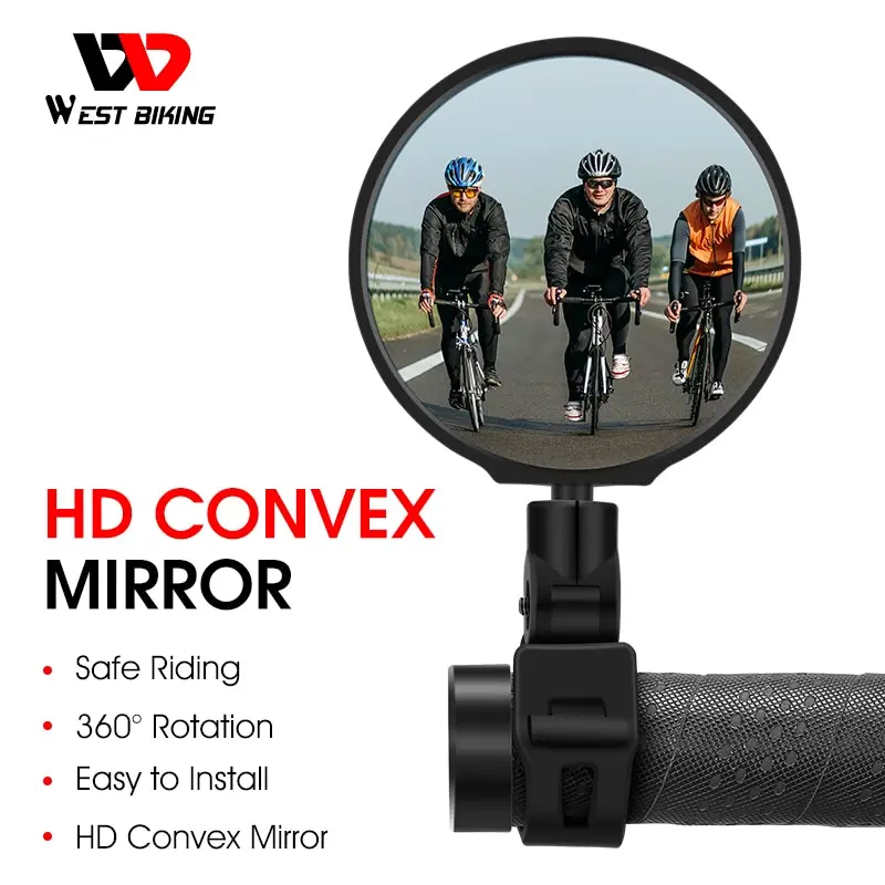 WEST BIKING Universal Bike Rearview Mirror 360 Degree Adjustable Rear View Mirror Cycling Accessories Bicycle Handlebar Mirrors