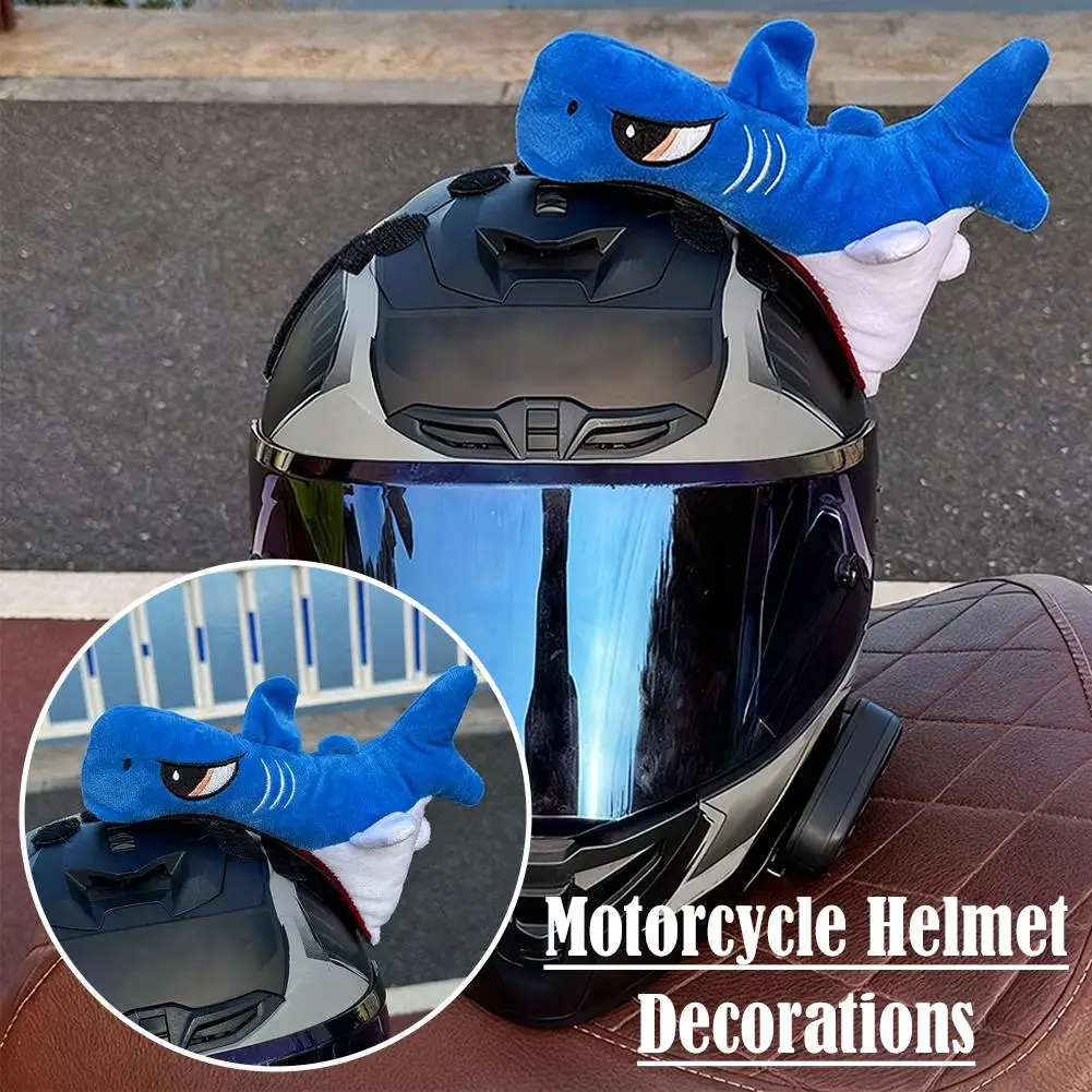Motorcycle Hat Shark Doll Decorative Plush Safety Hat Doll Modification Strong Tape Double-Sided Accessories O2Z3