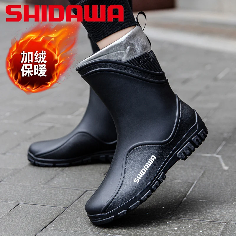 Imagem -04 - Sapato de Pesca Alto Masculino Antiderrapante Impermeável Botas de Chuva Monocromáticas Botas de Borracha de Trabalho Quente Inverno ao ar Livre Verão Moda