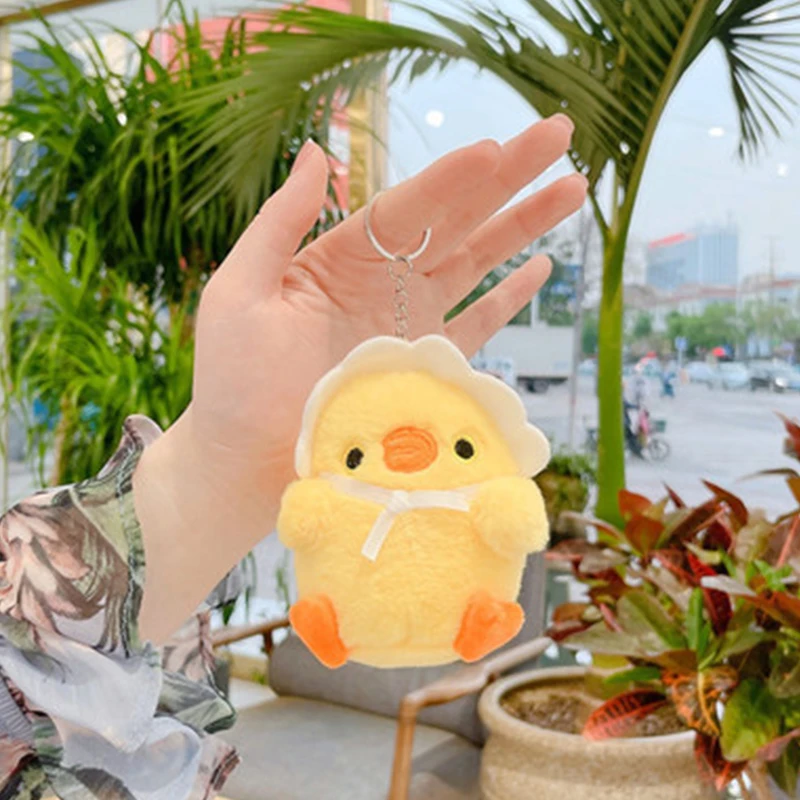 Cute Little Yellow Chicken Bag Pendant Plush Toy Doll Netred Chick Keychain Gift