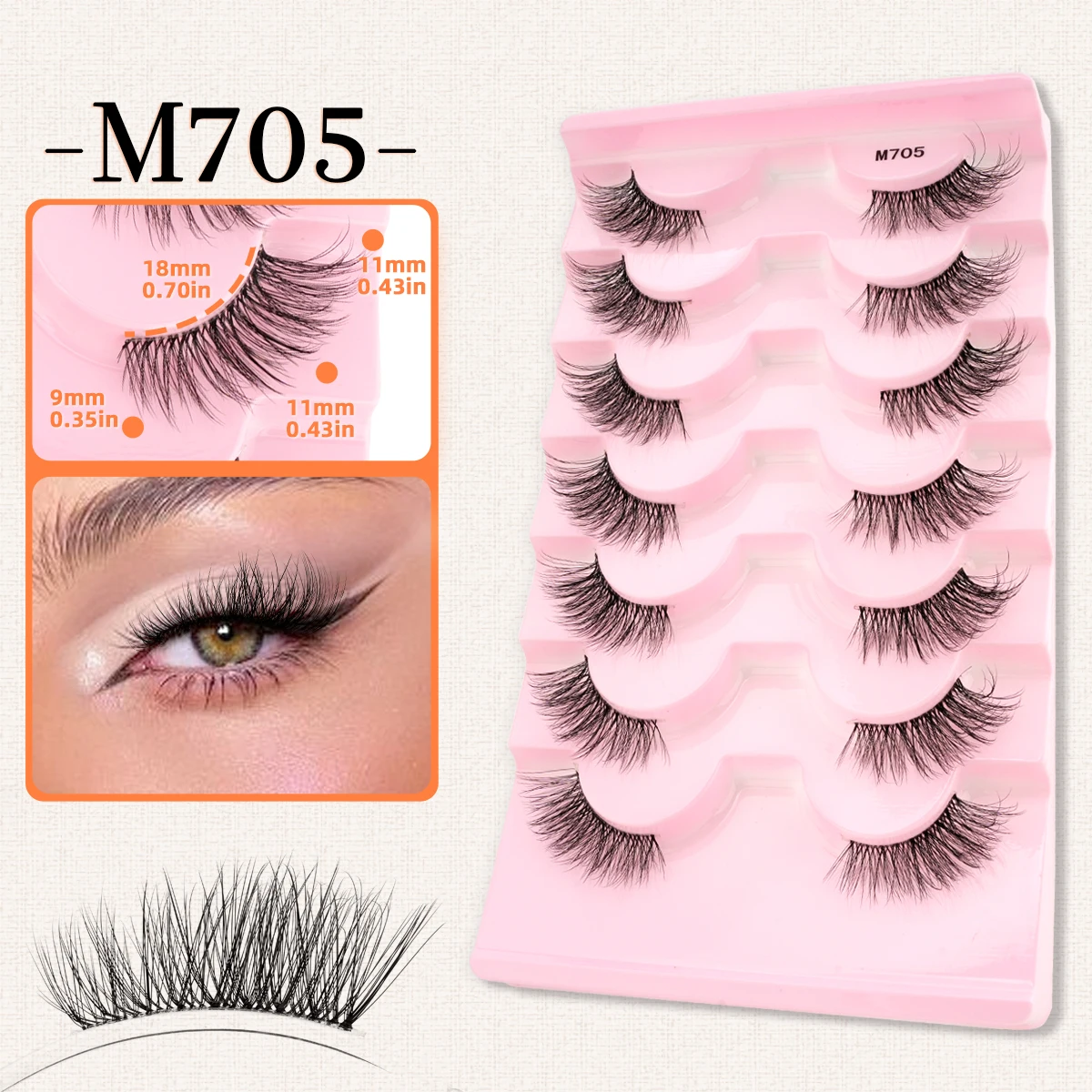 7 pares de pestañas postizas esponjosas naturales pestañas postizas 3D pestañas de visón sintético extensión de ojos aladas suaves maquillaje Cilios