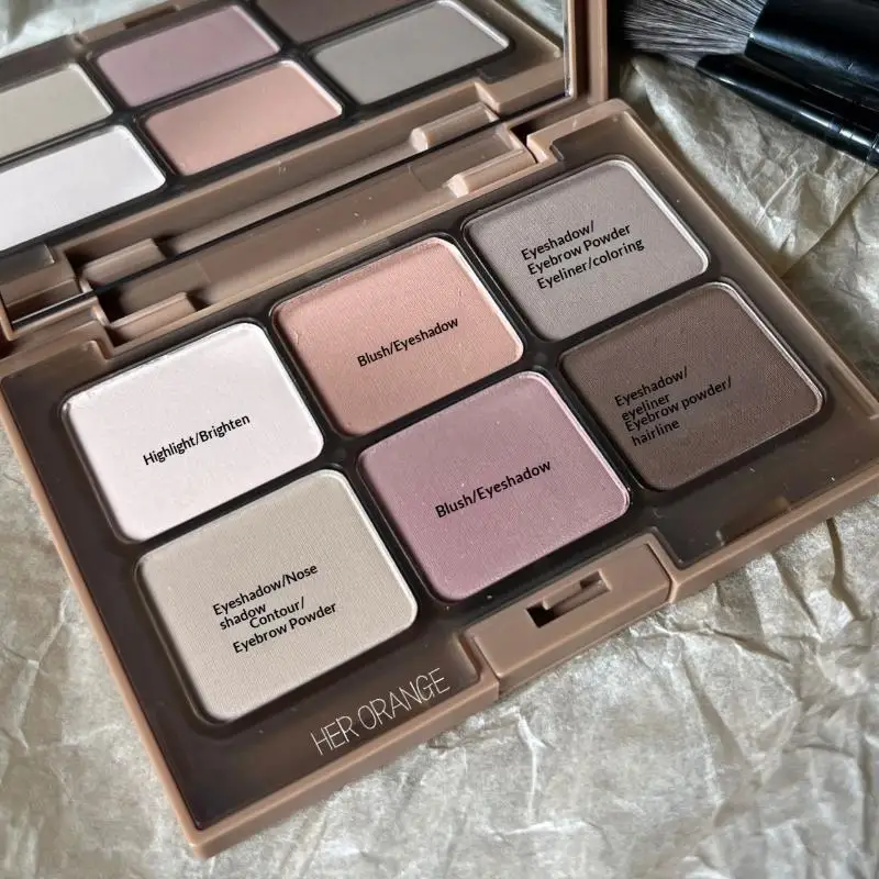 6 Colors Eye Shadow Multi-Function Disc Matte Powder Blusher Facelift Highlight All-In-One Disc Earth Color Autumn And Winter.