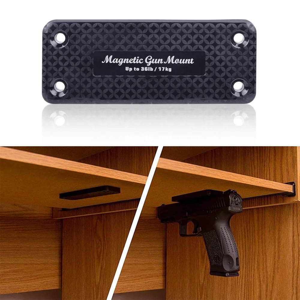 1X 17KG Magnetic Gun Holder Holster Magnet Pistol Rifle Concealed Car Home Safe Tool Under Table Bedside frame Load Hunting Safe