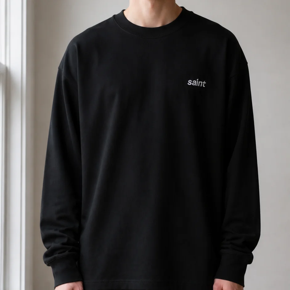 Embroidered Letter Saint Long-sleeved T-shirt Casual Sport Pants Autumn Simple Loose Solid-color Men Women All-match Clothes