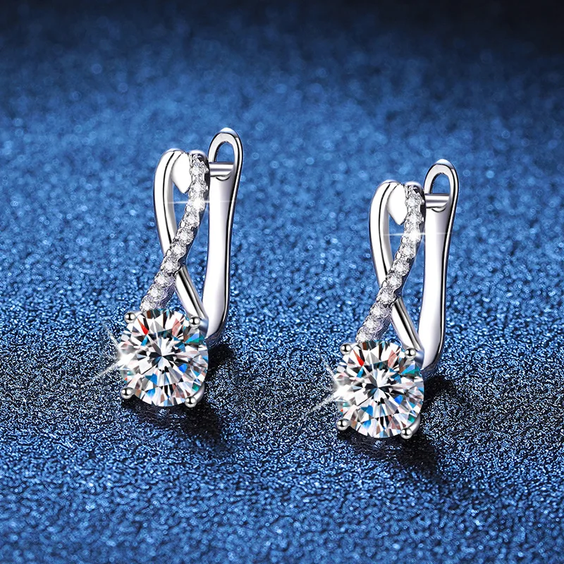 HORRIPAL 1CT D VVS1 Moissanite Hoop Earring 925 Sterling Silver GRA Certified Plated 18k White Gold Party Wedding Fine Jewelry