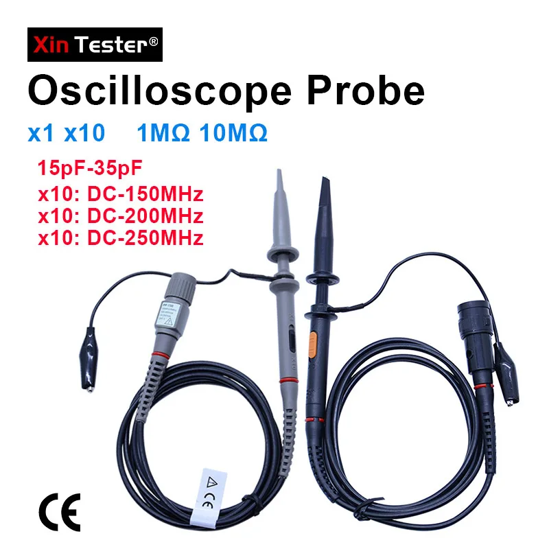 Xin Tester Digital Oscilloscope Probe X1 X10 100MHz 200MHz 250MHz Multimeter Osciloscopio Test Probes