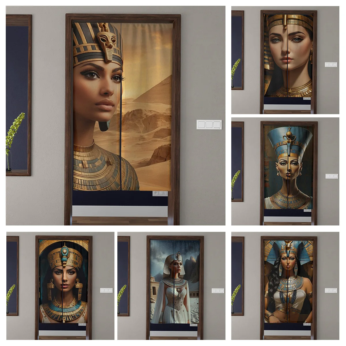 Door Curtain Noren Room Partition Privacy Protection Pendant Japanese Kitchen Decoration Household Multi Size Egypt pharaoh