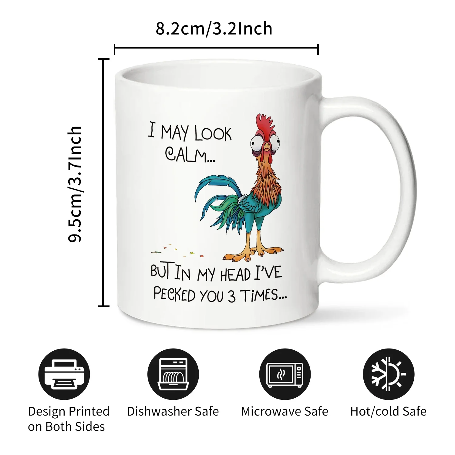 1pc, 320ML Funny Chicken Lover Coffee Mug, I May Look CalmBut In My Head I've Pecked You,Gifts for Chicken Lovers