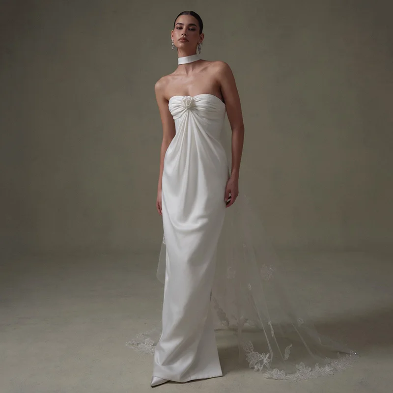 

Eightree Boho Mermaid Wedding Dresses Sweetheart Sleeveless Long Bridal Dress Without Veil Formal Wedding Prom Gown Customized