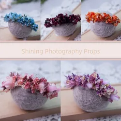 Accesorios de fotografía brillantes para recién nacidos, diadema infantil, tocado de flores de seda teñidas por mareos, accesorios de tiro para bebés