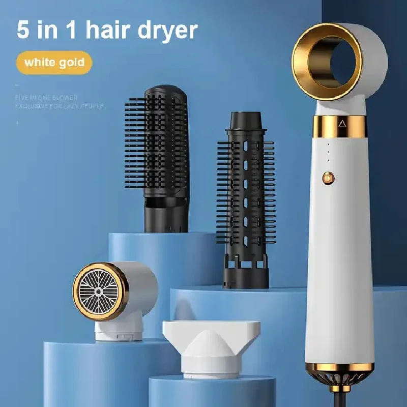 ヘアドライヤー 5-In-1 電気ヘアコーム マイナスイオン ストレート