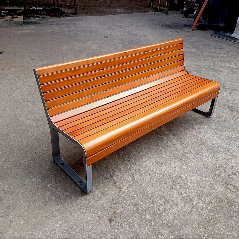 

Park outdoor backrest bench, thickened stainless steel leisure products, benches, landscape community courtyard seats