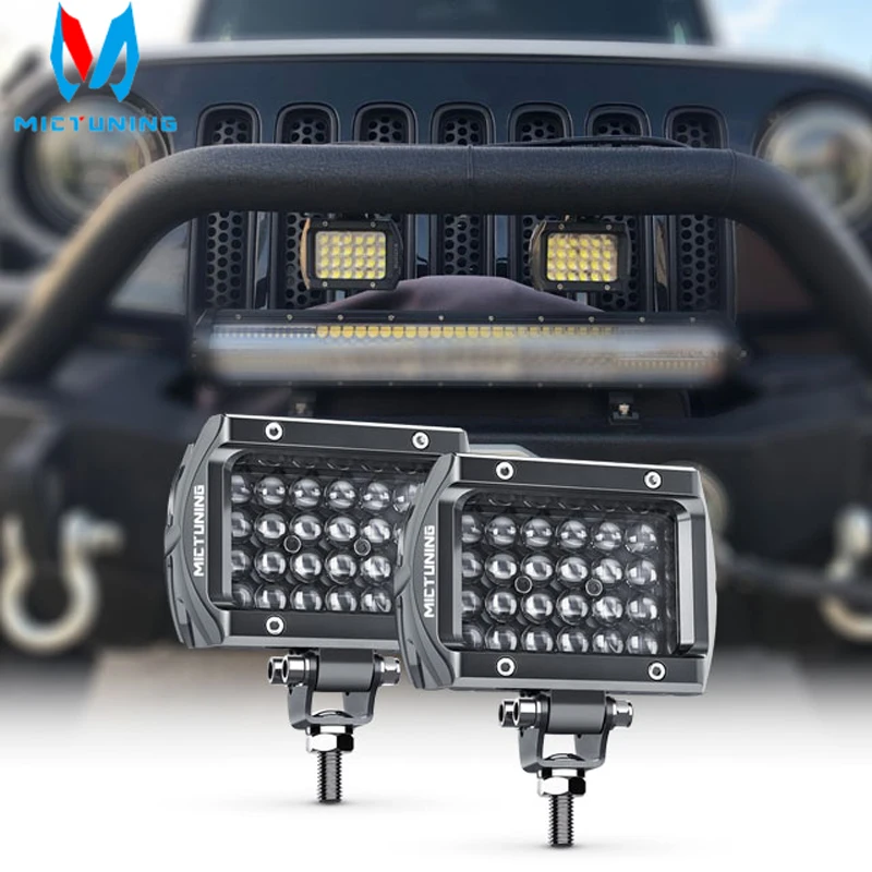 

MICTUNING 4 Inch 24W 2Pcs LED Pods Work Light Bar Lamp Spot Flood Combo Beam Offroad Driving Car Accessory for ATV UTV Truck