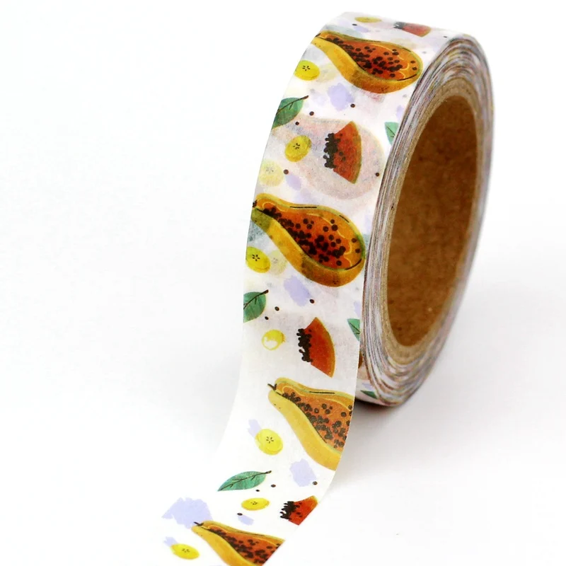 1PC. 10M Decorative Fruit Papaya Japanese Washi Tape for DIY Journaling Adhesive Masking Tape Papeleria