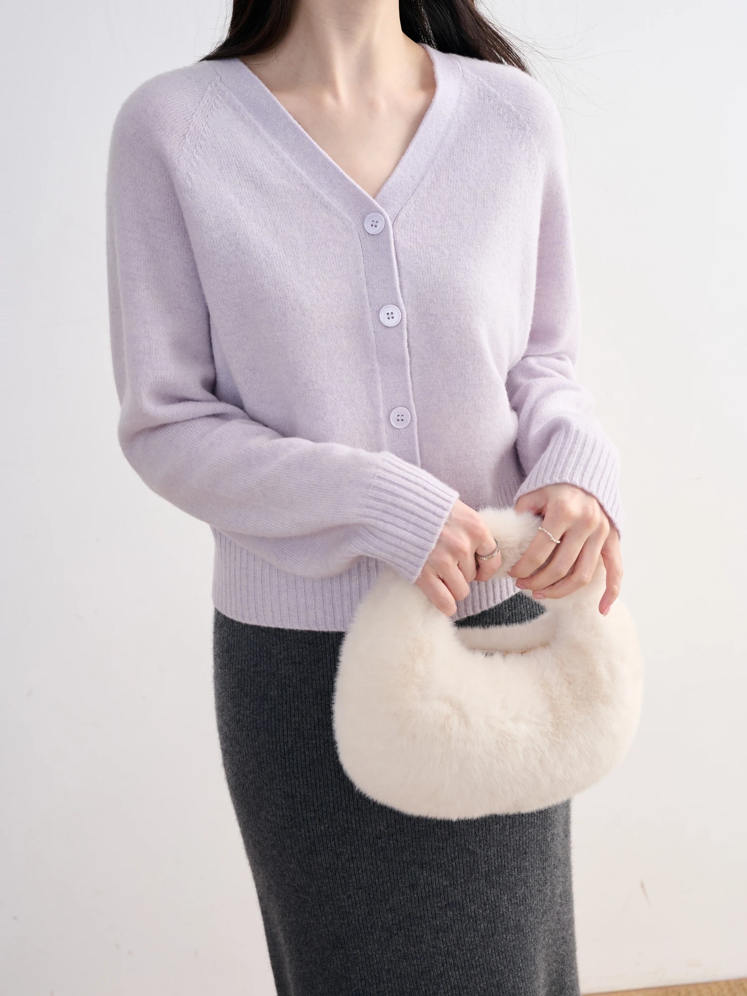 

JPOO 100% шерстяной вязаный кардиган с V-образным вырезом и открытыми плечами, простой фасон, длинный рукав, женский вязаный свитер