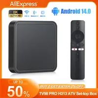 TV98 PRO ATV Smart TV Box Android 14 Allwinner H313 Quad Core 2.4G /5G Dual Wifi BT 5.2 8K HD Media Player 2+16G Set Top Box