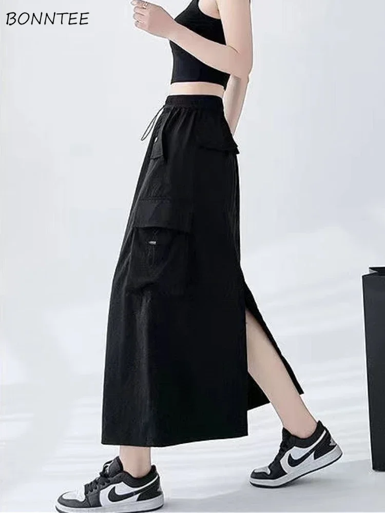 

Multi-pockets Skirts for Women Vintage Back-silt Design Cool Girls Streetwear Unisex Fashion Personality A-line Юбка Женская New