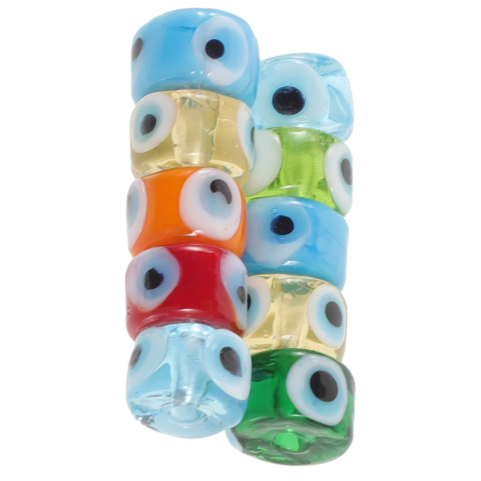 

10 Pcs Evil Eye Glass Beads for DIY Large Hole Accessories Craft Making Necklace Jewelry Bright Colored Loose Bracelet