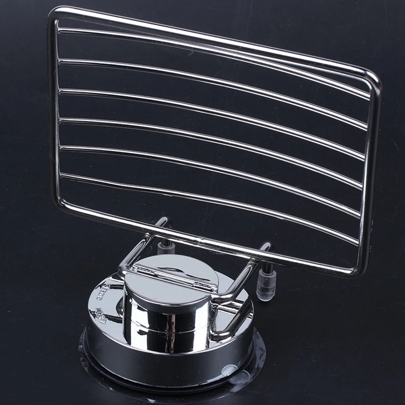 PORK-Super Powerful Vacuum Suction Stainless Steel Soap Dish Sponge Holder With Locking Suction Bathroom & Kitchen Accessory (So