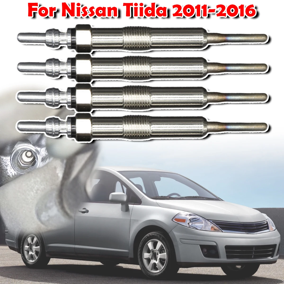 

4PCS Diesel Heater Nickel Plating Glow Plugs For Nissan Tiida Pulsar 1.5DCi 110655687R 8200682592 2011 2012 2013 2014 2015 2016