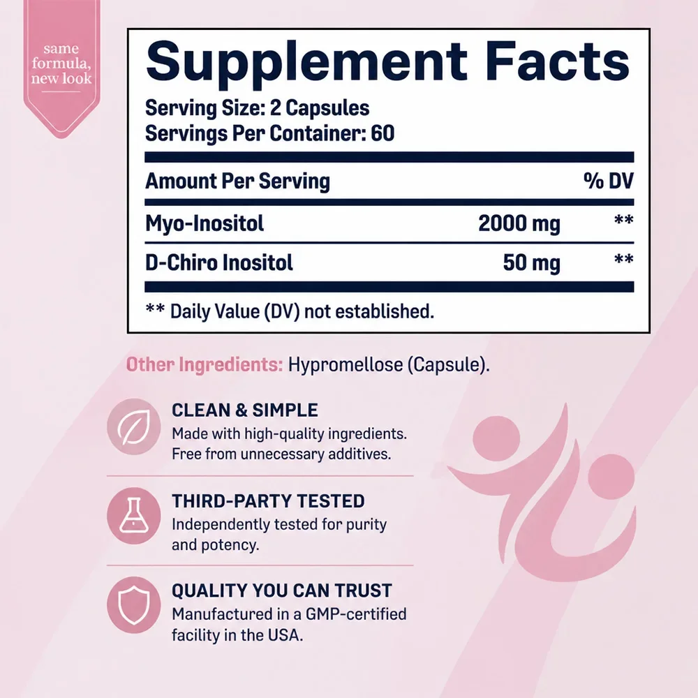 Inositol & D-Chiro Supplement for Women - Ideal 40:1 Inositol Ratio - Supports Hormone Balance, Regular Cycles & Ovarian Health