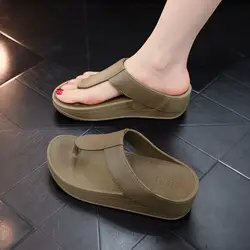 Women's Slippers and Ladies Sandals Outside Flip Flops Slides Brown Shoes Height 39 Chic Elegant Wholesale Stylish 2025 Trend
