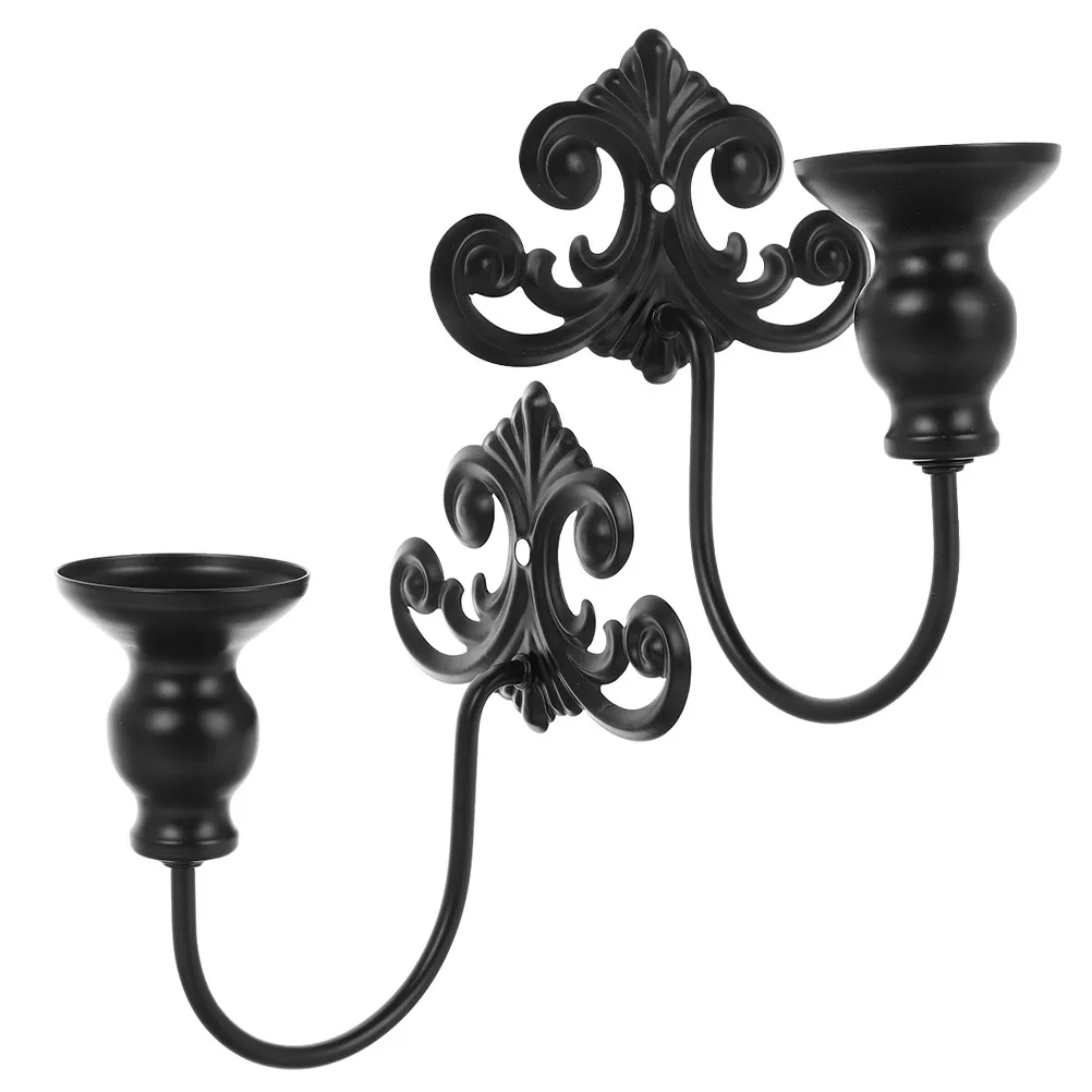 2 pcs Candlestick Holder Wedding Home Decor Table Halloween Christmas New Year Black Finish Bedroom Wall Decor Bedroom Decor