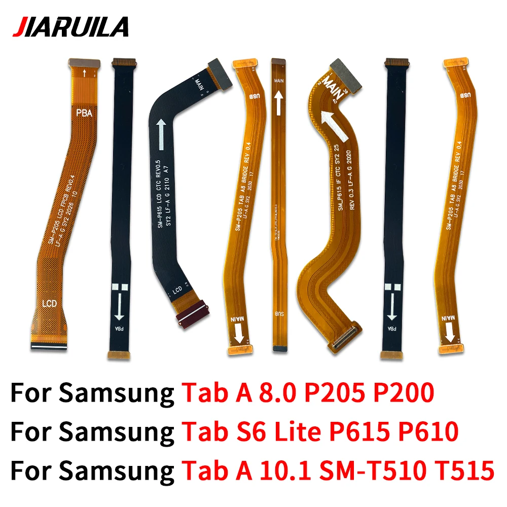Placa-mãe Cabo Flex para Samsung Tab A 8.0, P205, P200, T510, T515, S6 Lite, P610, Placa-mãe Conector, Display LCD, Placa Principal Flex