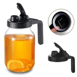 Mason Jar Pour Spout Lid with Handle, Plastic Spout Lid, Reusable Leakproof Seal Bottle Cover for Wide Mouth Jar, 70mm, 86mm
