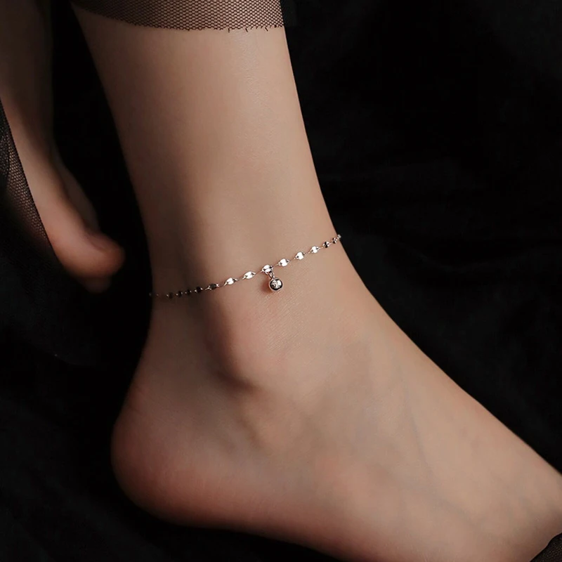 New Fashion Exquisite Small Egg Shaped Ankle Chains 925 Sterling Silver Simple Chain Anklets For Women Jewelry Anklet Bracelet