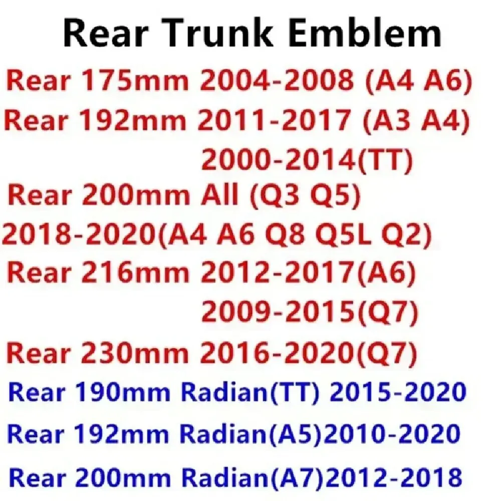 4-pierścieniowy ABS Maska samochodowa Przednia maska Grill Tylny bagażnik Emblemat Logo Naklejka Naklejka Do Audi A3 A4 A5 A6 A7 Q2 Q3 Q5 Q8 TT