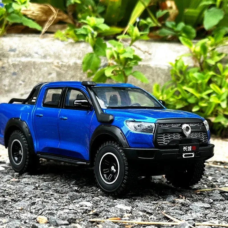 1:24 만리장성 모터 POER 픽업 합금 자동차 모델 다이캐스트 금속 시뮬레이션 오프로드 차량 모델 소리와 빛 어린이 장난감 선물