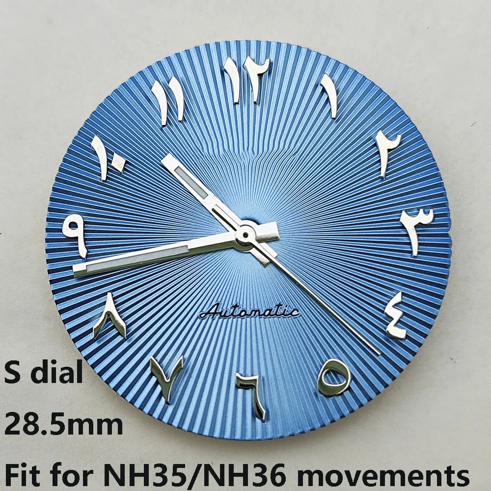 Mostrador NH35 de 28,5 mm mostrador S prata alfabeto árabe adequado para movimento NH35 NH36